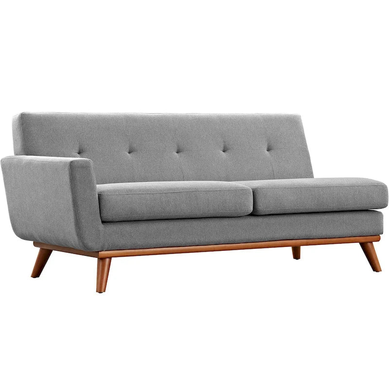 Mid-Century Modern Upholstered Left-Arm Loveseat, Azure