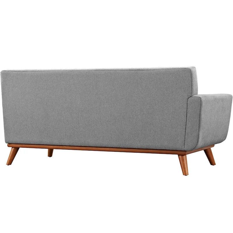 Mid-Century Modern Upholstered Left-Arm Loveseat, Azure