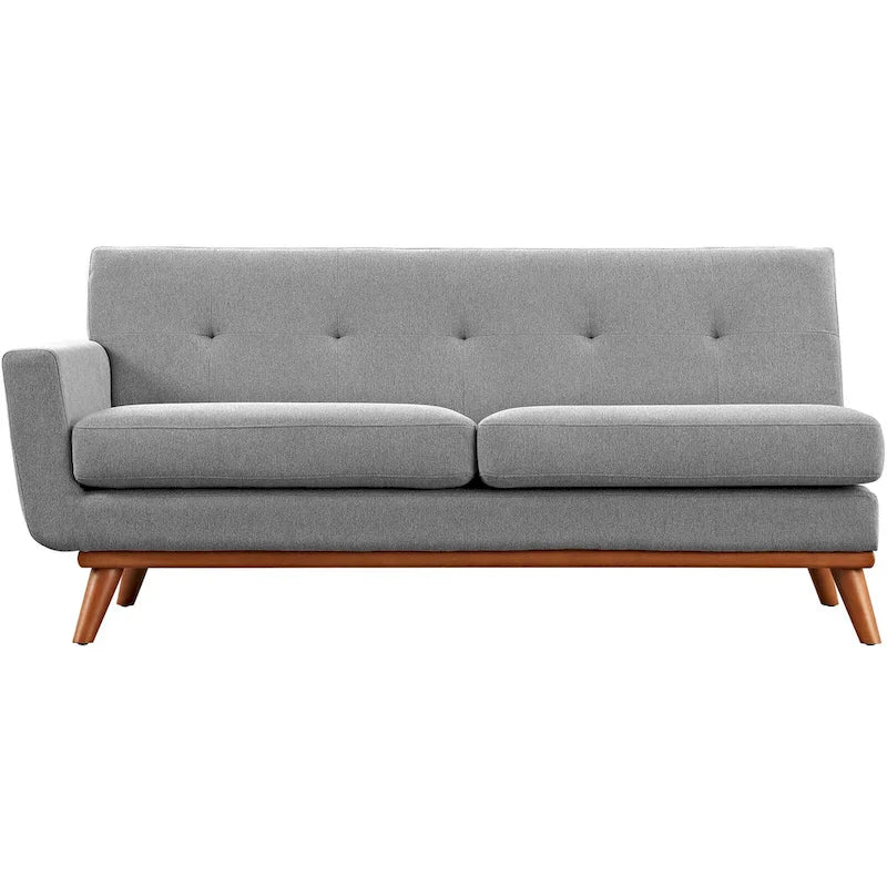 Mid-Century Modern Upholstered Left-Arm Loveseat, Azure