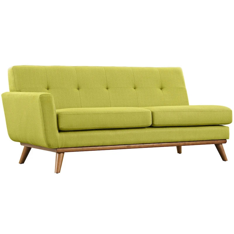 Mid-Century Modern Upholstered Left-Arm Loveseat, Azure