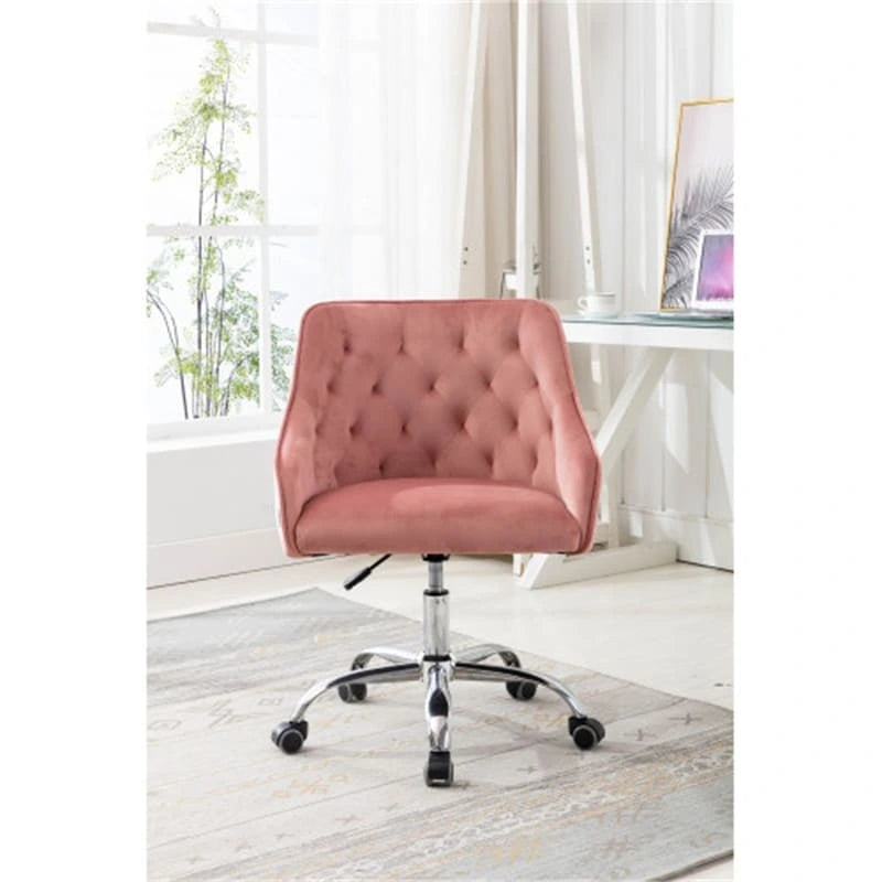 Desk Modern velvet office computer height adjustable mid-back work chair with silver feet
