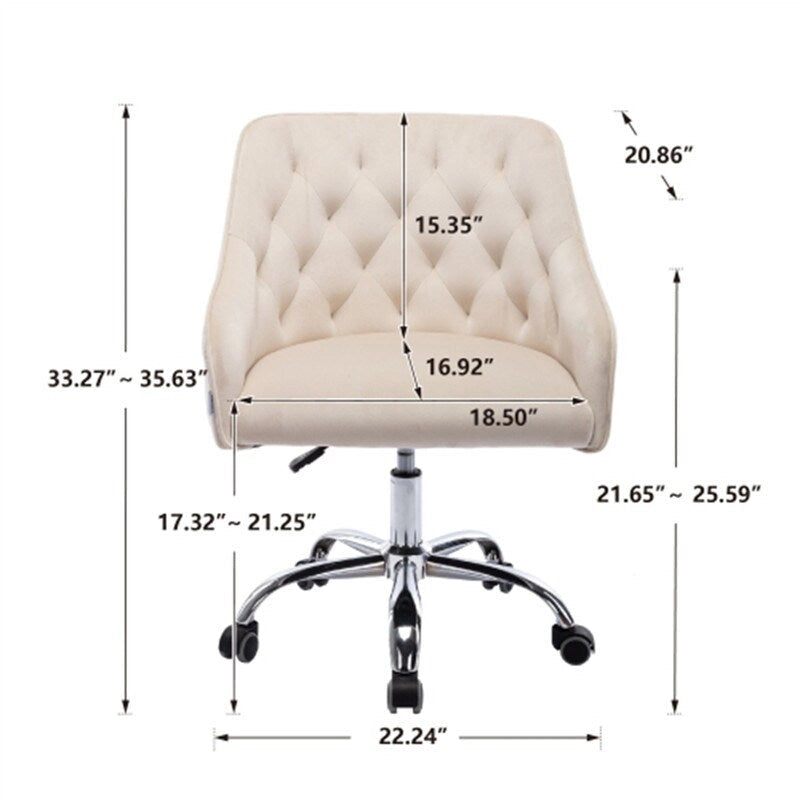 Desk Modern velvet office computer height adjustable mid-back work chair with silver feet