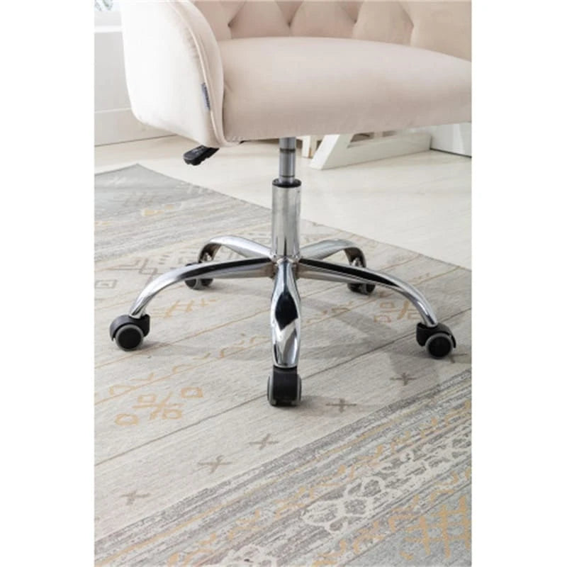 Desk Modern velvet office computer height adjustable mid-back work chair with silver feet