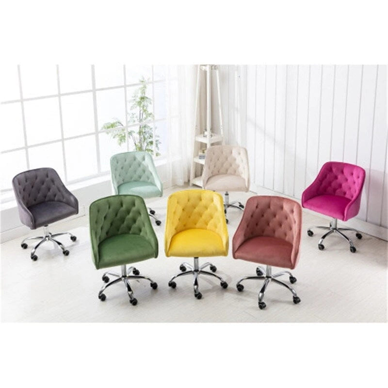 Desk Modern velvet office computer height adjustable mid-back work chair with silver feet