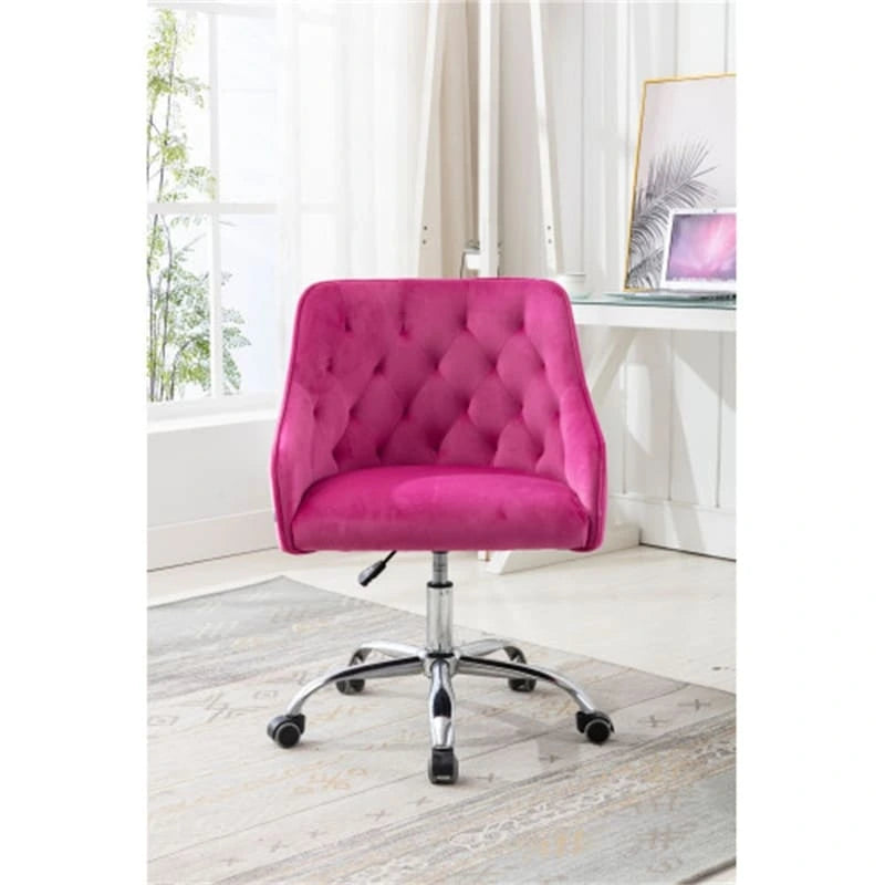 Desk Modern velvet office computer height adjustable mid-back work chair with silver feet
