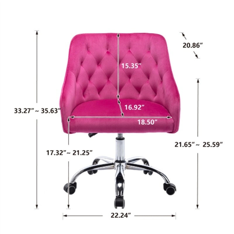 Desk Modern velvet office computer height adjustable mid-back work chair with silver feet