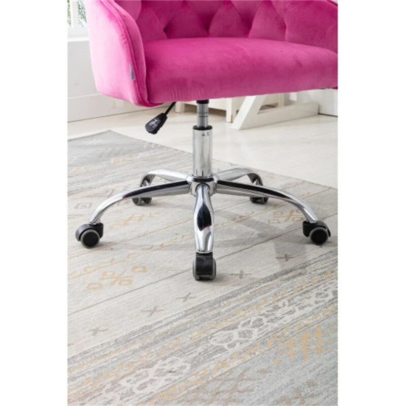 Desk Modern velvet office computer height adjustable mid-back work chair with silver feet