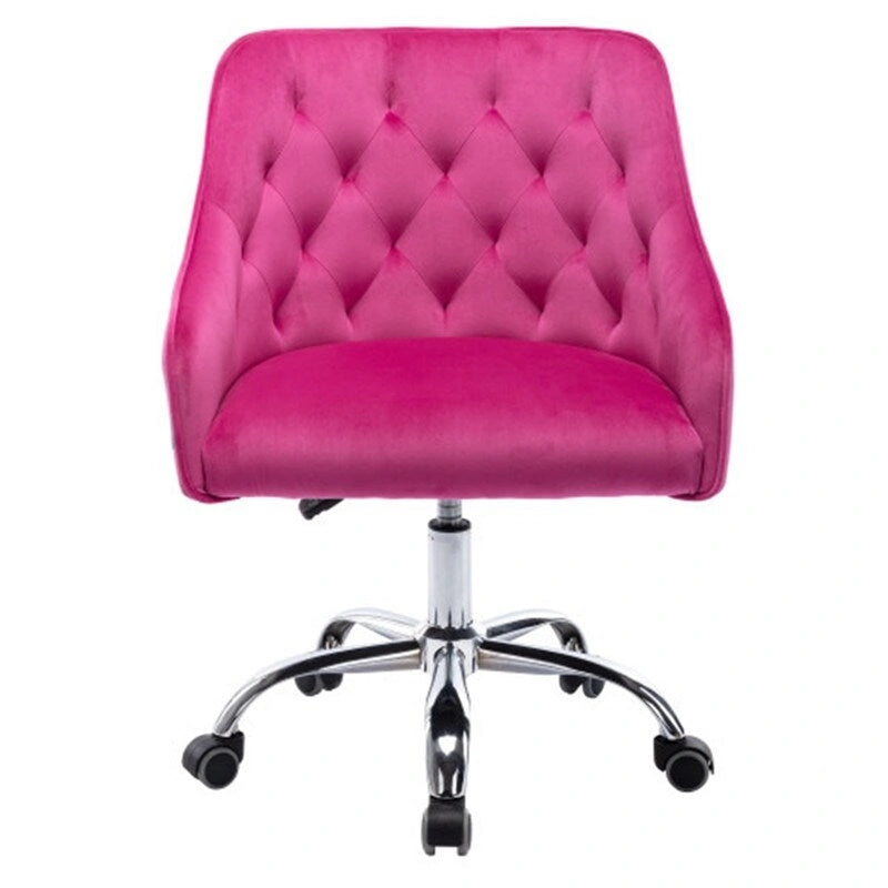 Desk Modern velvet office computer height adjustable mid-back work chair with silver feet
