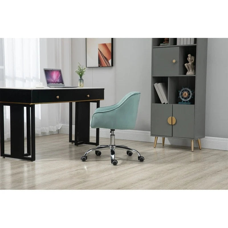 Desk Modern velvet office computer height adjustable mid-back work chair with silver feet