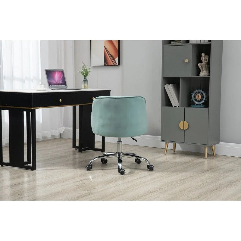 Desk Modern velvet office computer height adjustable mid-back work chair with silver feet