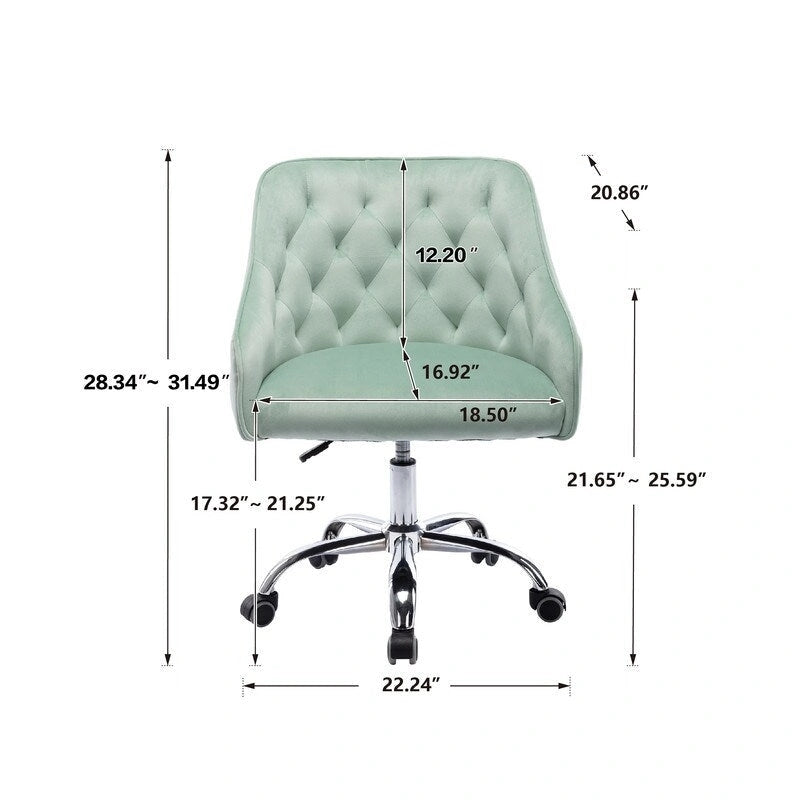 Desk Modern velvet office computer height adjustable mid-back work chair with silver feet