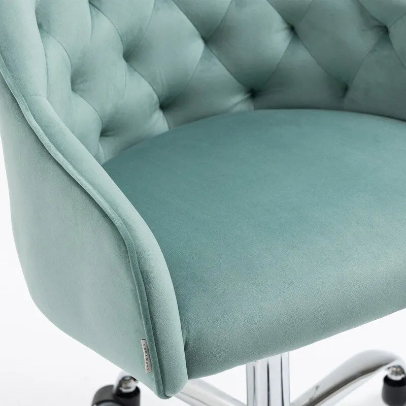 Desk Modern velvet office computer height adjustable mid-back work chair with silver feet