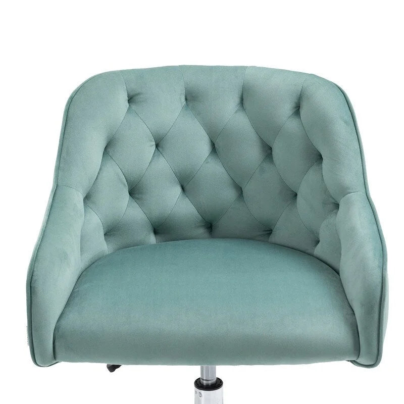 Desk Modern velvet office computer height adjustable mid-back work chair with silver feet