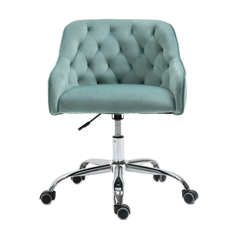 Desk Modern velvet office computer height adjustable mid-back work chair with silver feet