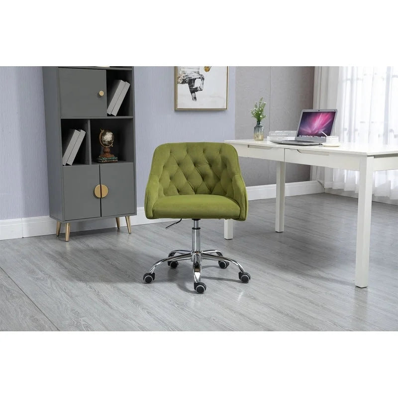 Desk Modern velvet office computer height adjustable mid-back work chair with silver feet