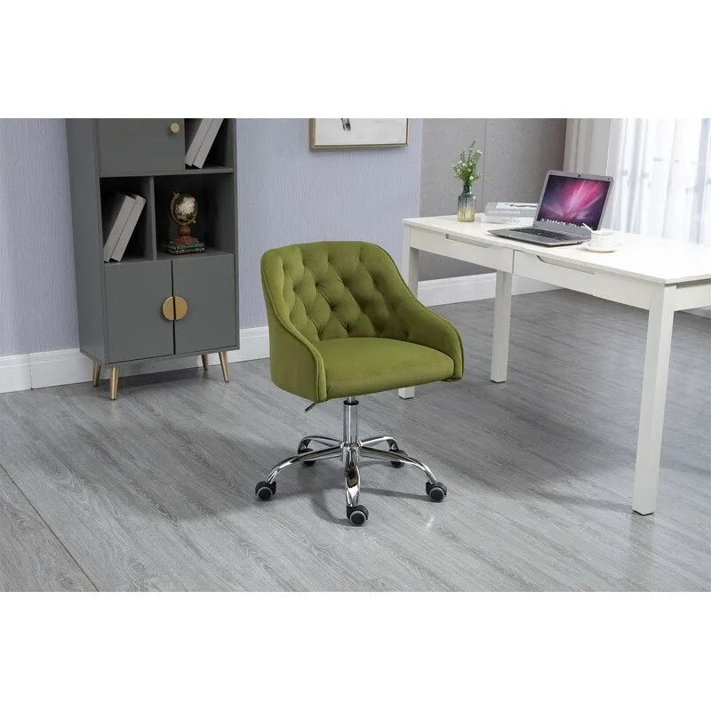 Desk Modern velvet office computer height adjustable mid-back work chair with silver feet