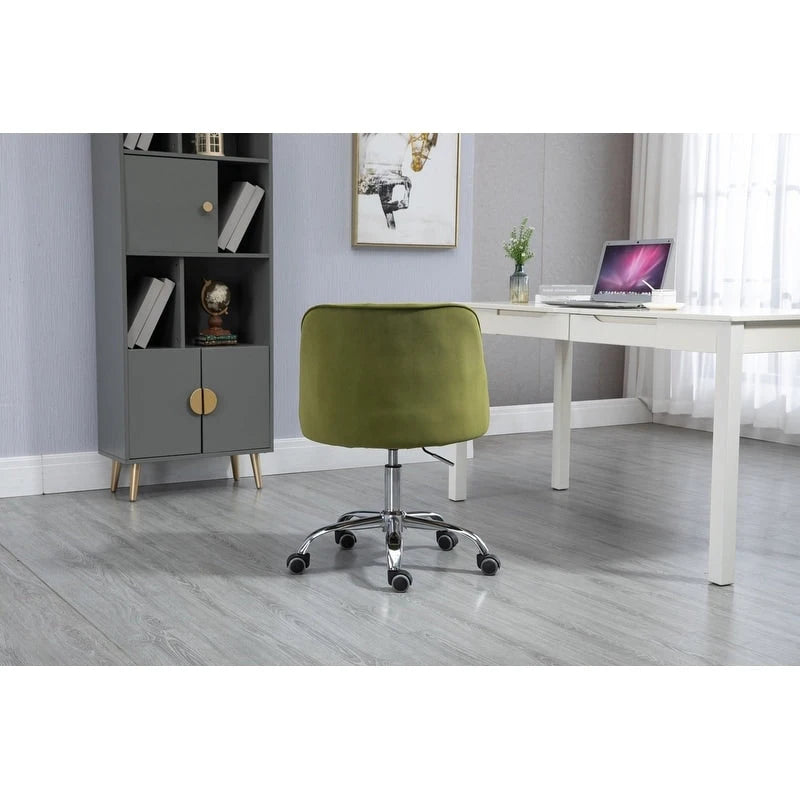 Desk Modern velvet office computer height adjustable mid-back work chair with silver feet