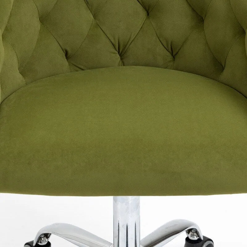 Desk Modern velvet office computer height adjustable mid-back work chair with silver feet