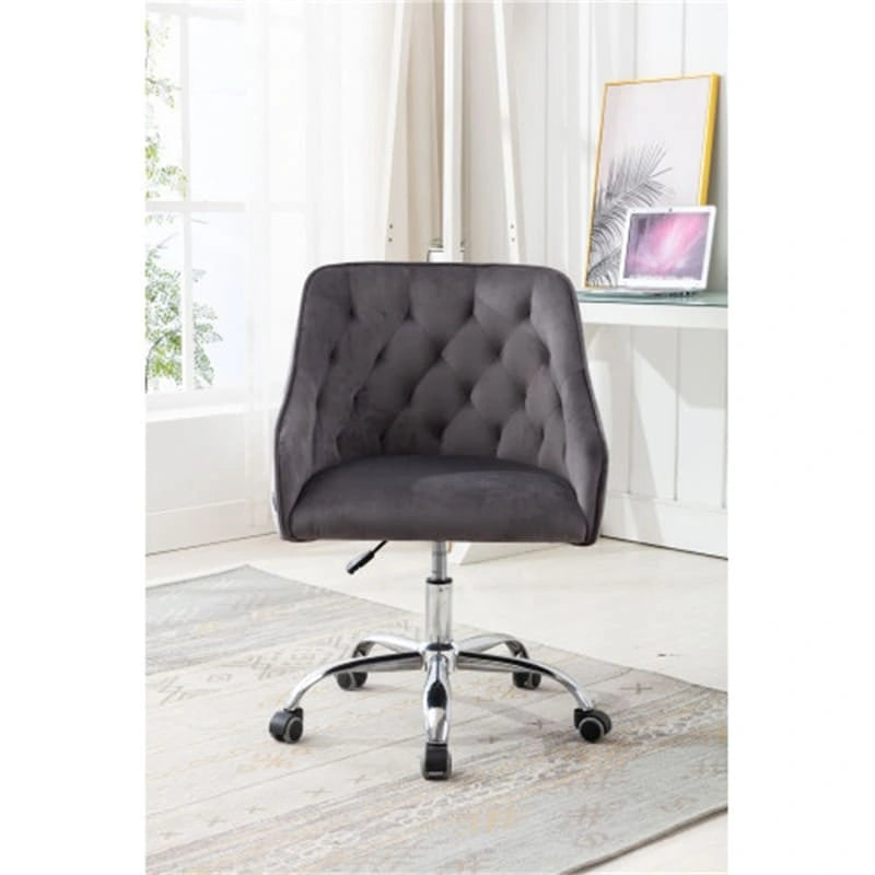 Desk Modern velvet office computer height adjustable mid-back work chair with silver feet