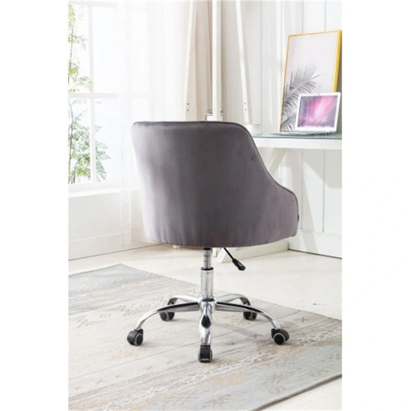Desk Modern velvet office computer height adjustable mid-back work chair with silver feet