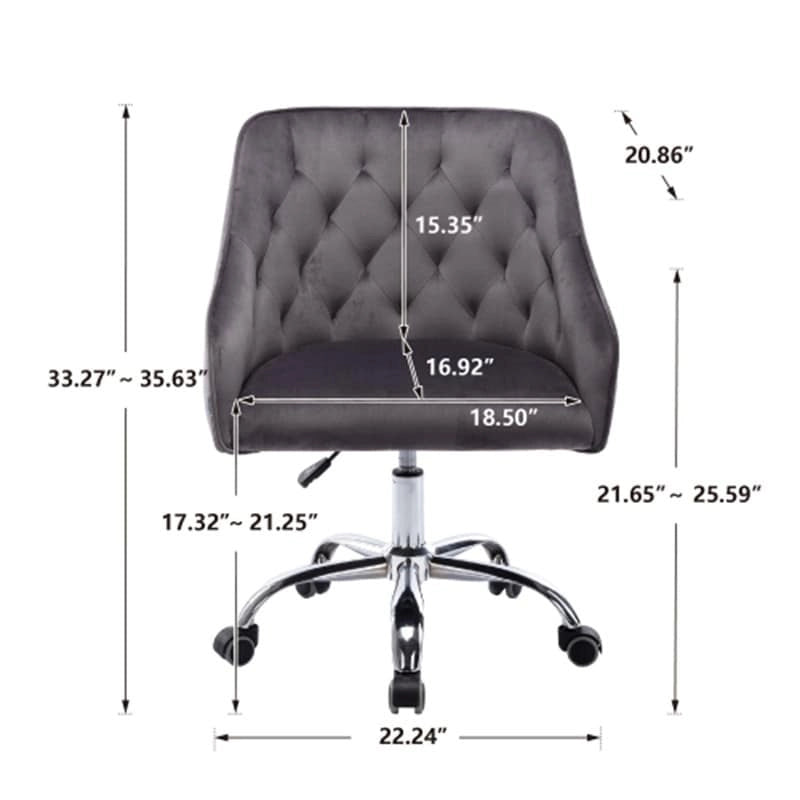 Desk Modern velvet office computer height adjustable mid-back work chair with silver feet