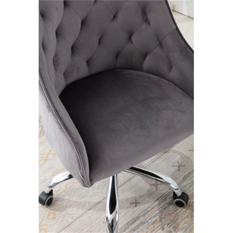 Desk Modern velvet office computer height adjustable mid-back work chair with silver feet