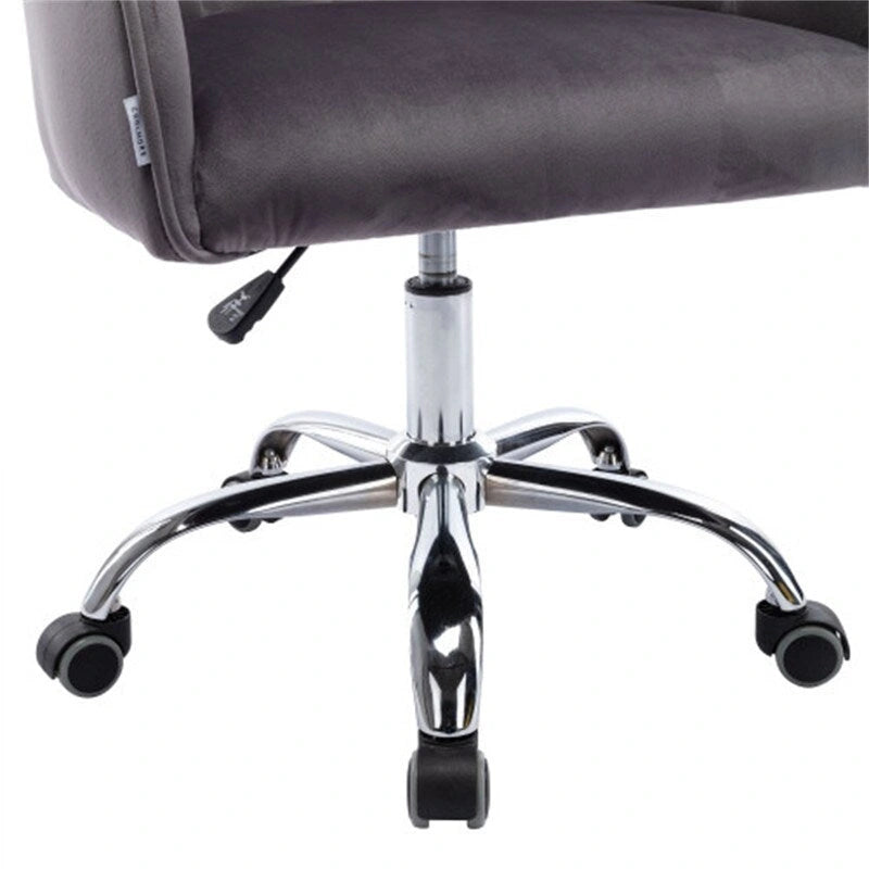 Desk Modern velvet office computer height adjustable mid-back work chair with silver feet