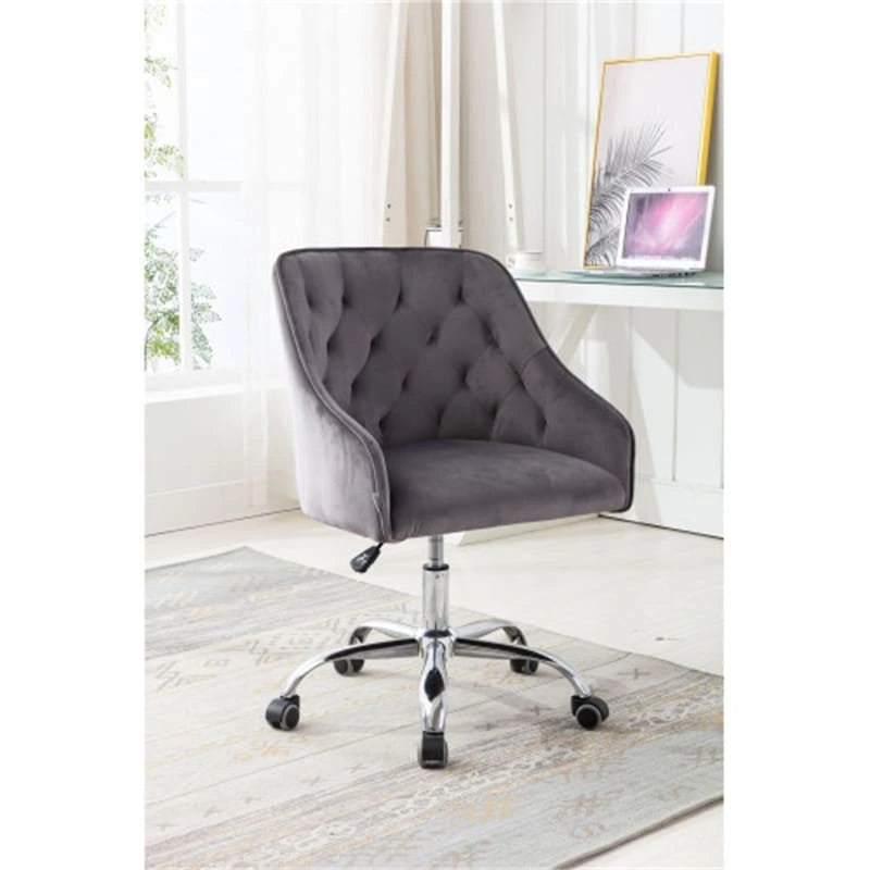 Desk Modern velvet office computer height adjustable mid-back work chair with silver feet
