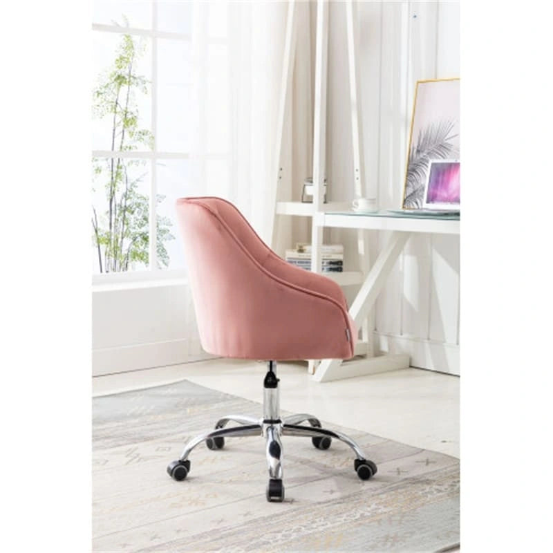 Desk Modern velvet office computer height adjustable mid-back work chair with silver feet