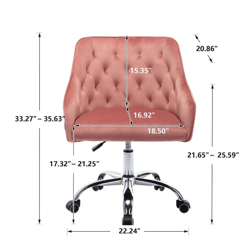 Desk Modern velvet office computer height adjustable mid-back work chair with silver feet