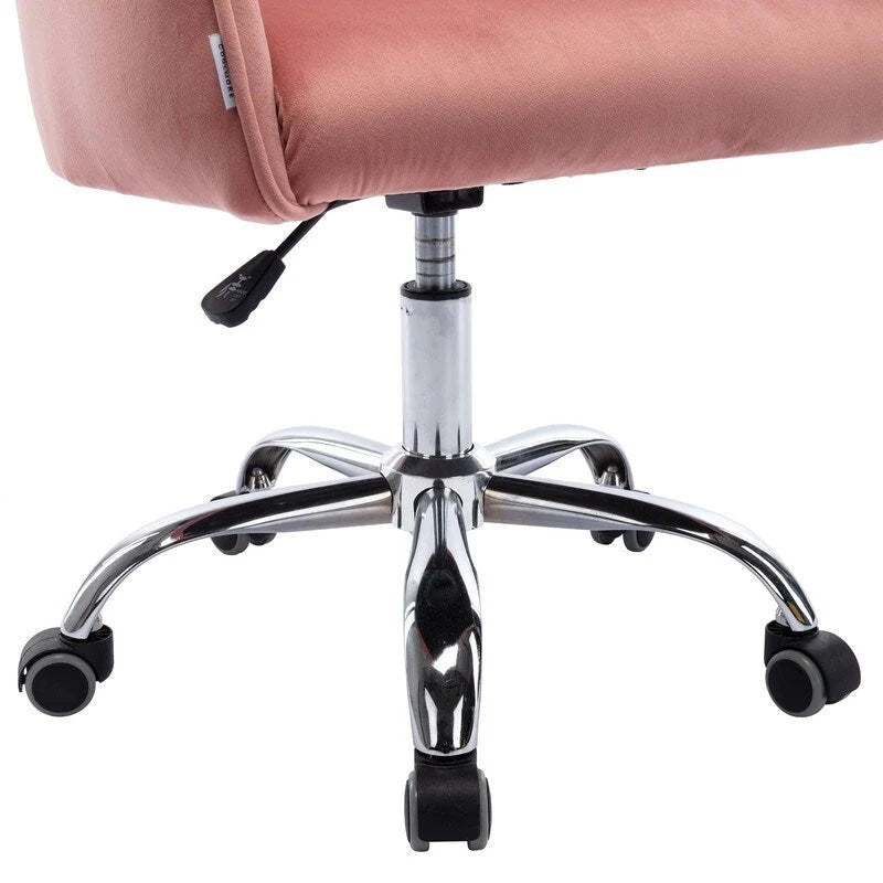 Desk Modern velvet office computer height adjustable mid-back work chair with silver feet