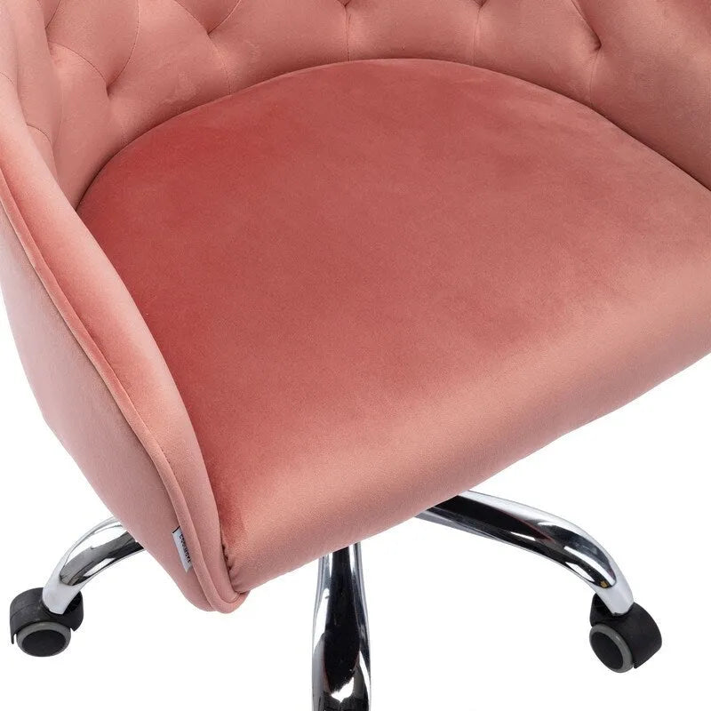 Desk Modern velvet office computer height adjustable mid-back work chair with silver feet