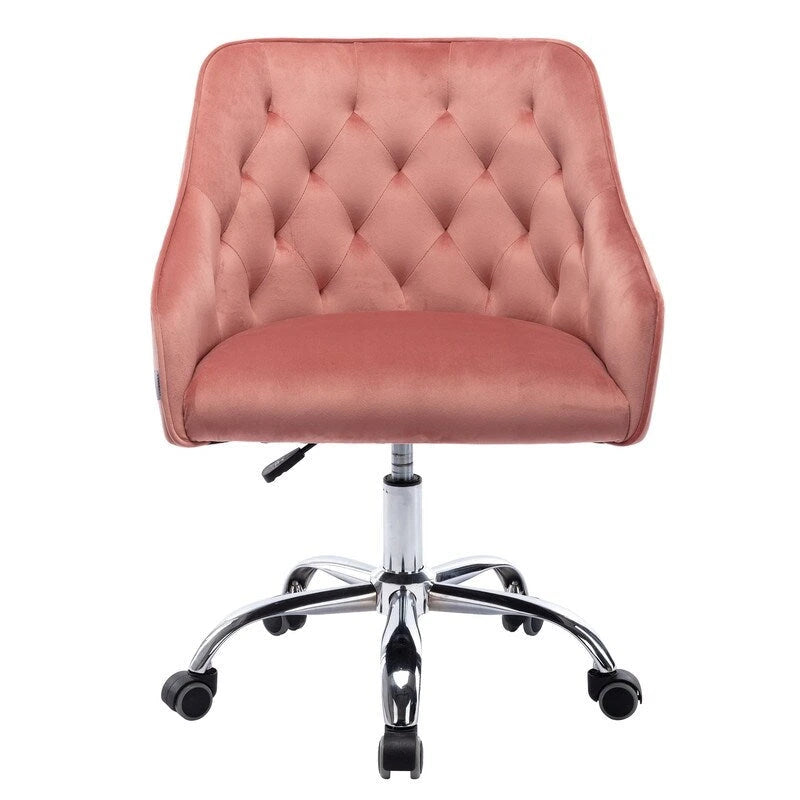 Desk Modern velvet office computer height adjustable mid-back work chair with silver feet