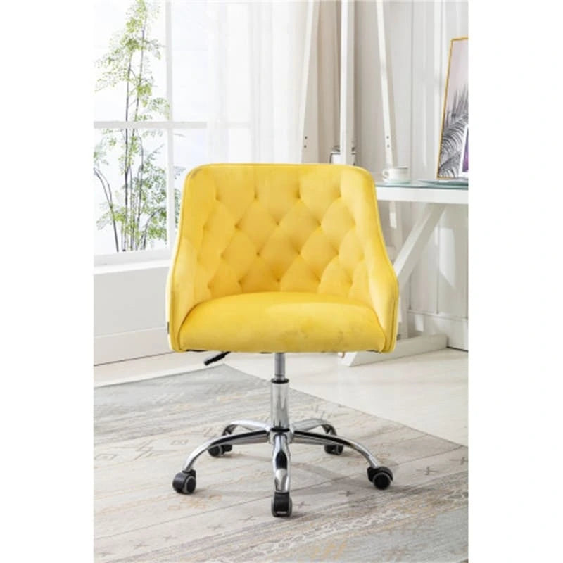 Desk Modern velvet office computer height adjustable mid-back work chair with silver feet