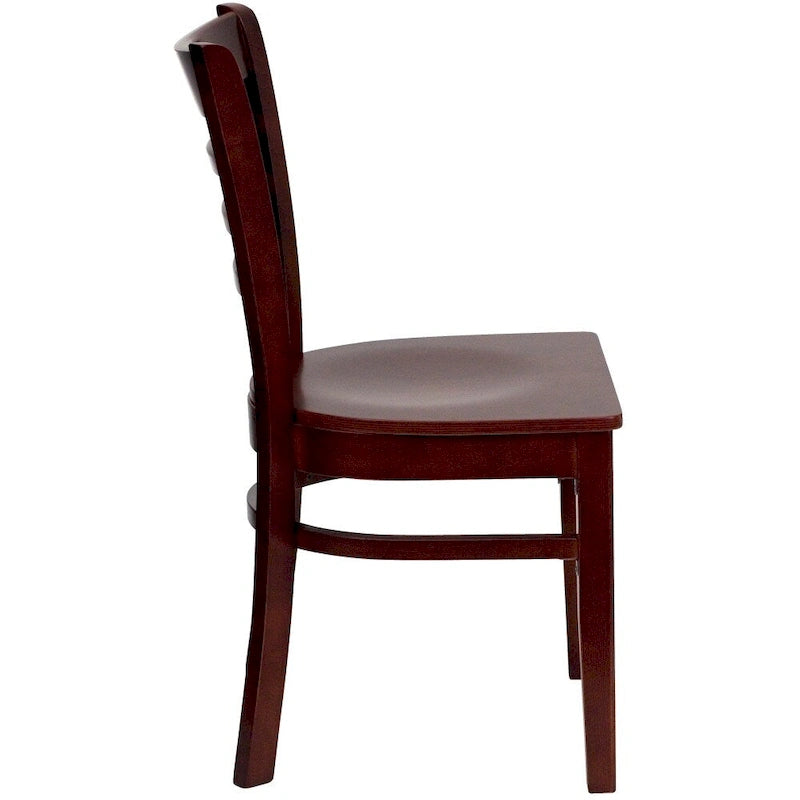Wooden Slat Back Restaurant Dining Chairs, 2-Pack