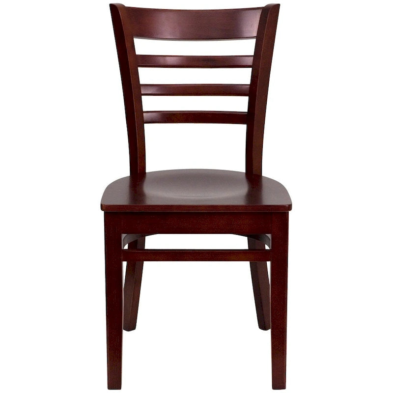 Wooden Slat Back Restaurant Dining Chairs, 2-Pack