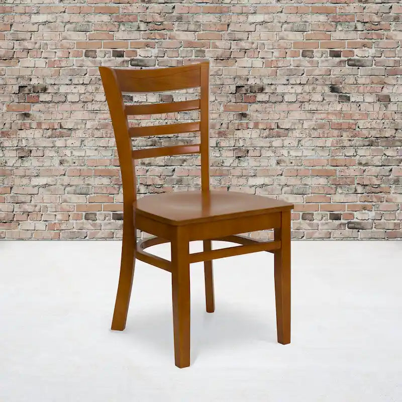 Wooden Slat Back Restaurant Dining Chairs, 2-Pack