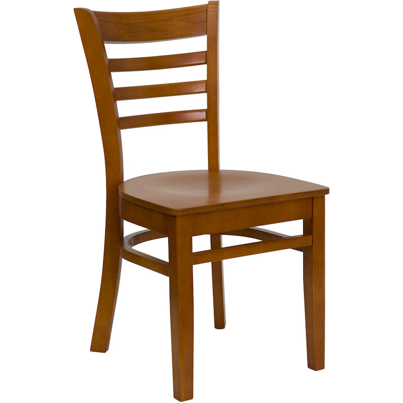 Wooden Slat Back Restaurant Dining Chairs, 2-Pack
