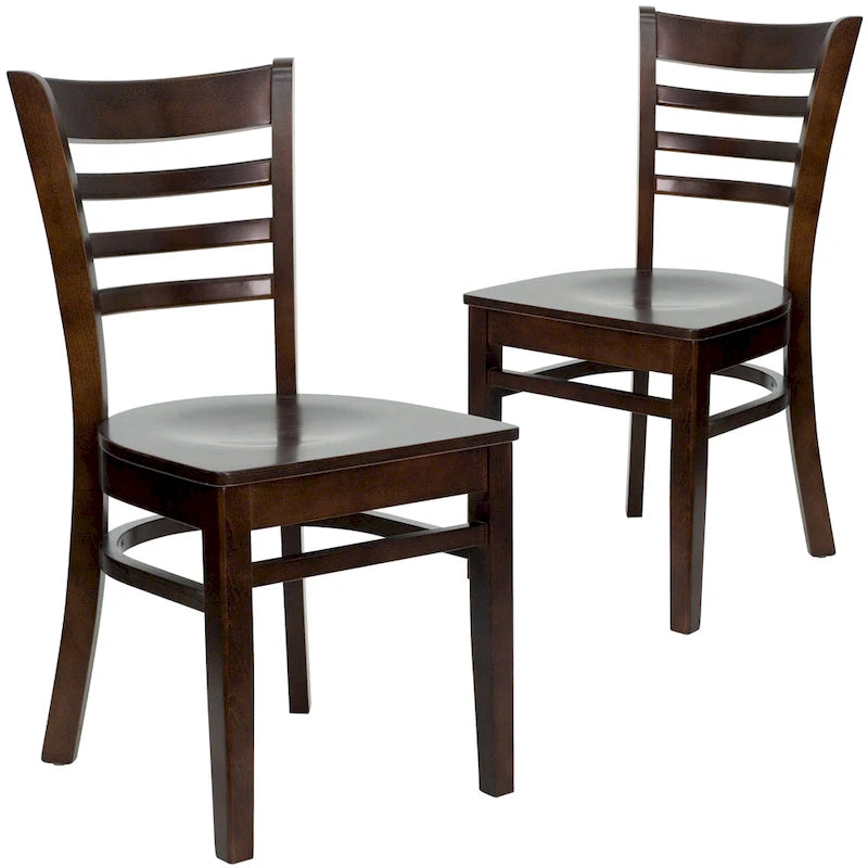 Wooden Slat Back Restaurant Dining Chairs, 2-Pack