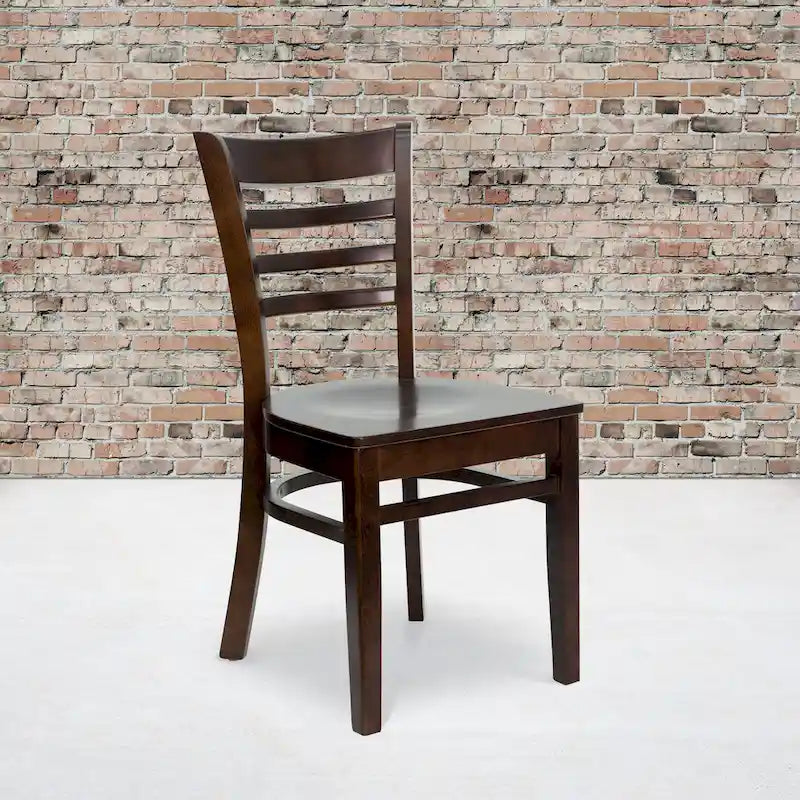 Wooden Slat Back Restaurant Dining Chairs, 2-Pack