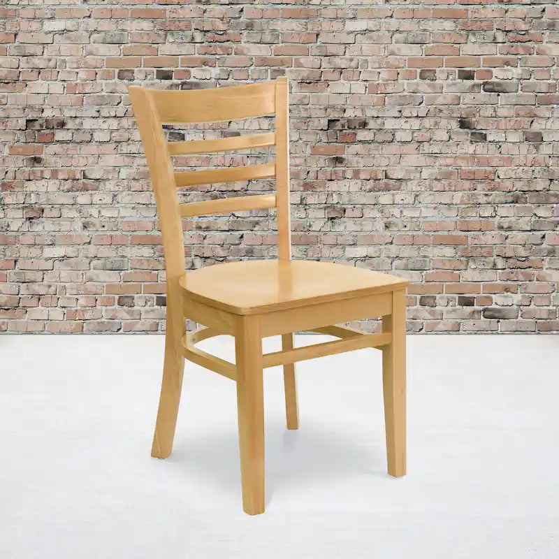 Wooden Slat Back Restaurant Dining Chairs, 2-Pack