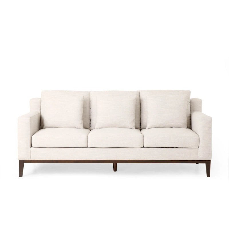 Elliston Contemporary 3-Seat Fabric Sofa with Accent Pillows