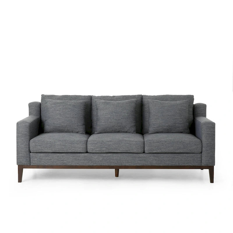 Elliston Contemporary 3-Seat Fabric Sofa with Accent Pillows