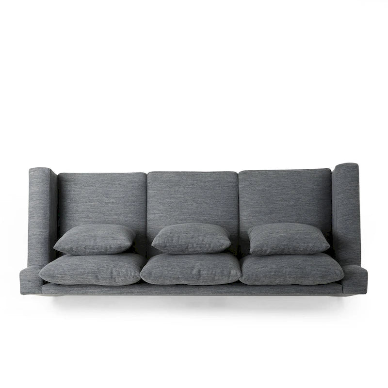 Elliston Contemporary 3-Seat Fabric Sofa with Accent Pillows