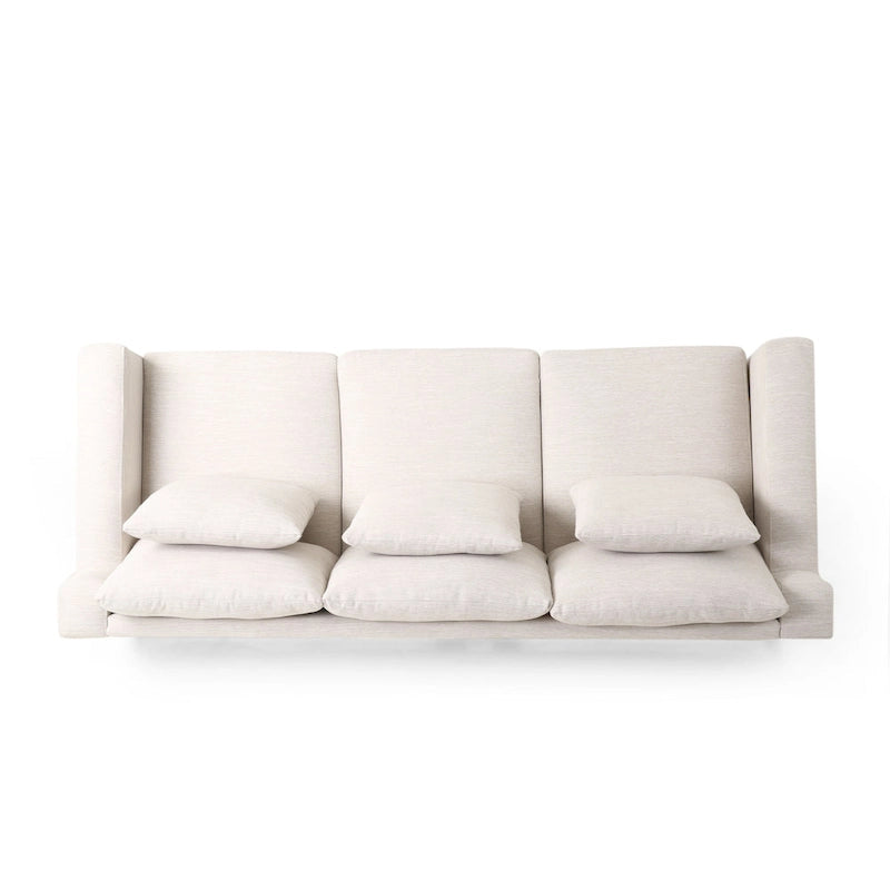 Elliston Contemporary 3-Seat Fabric Sofa with Accent Pillows