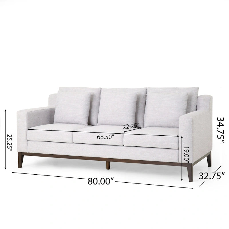 Elliston Contemporary 3-Seat Fabric Sofa with Accent Pillows