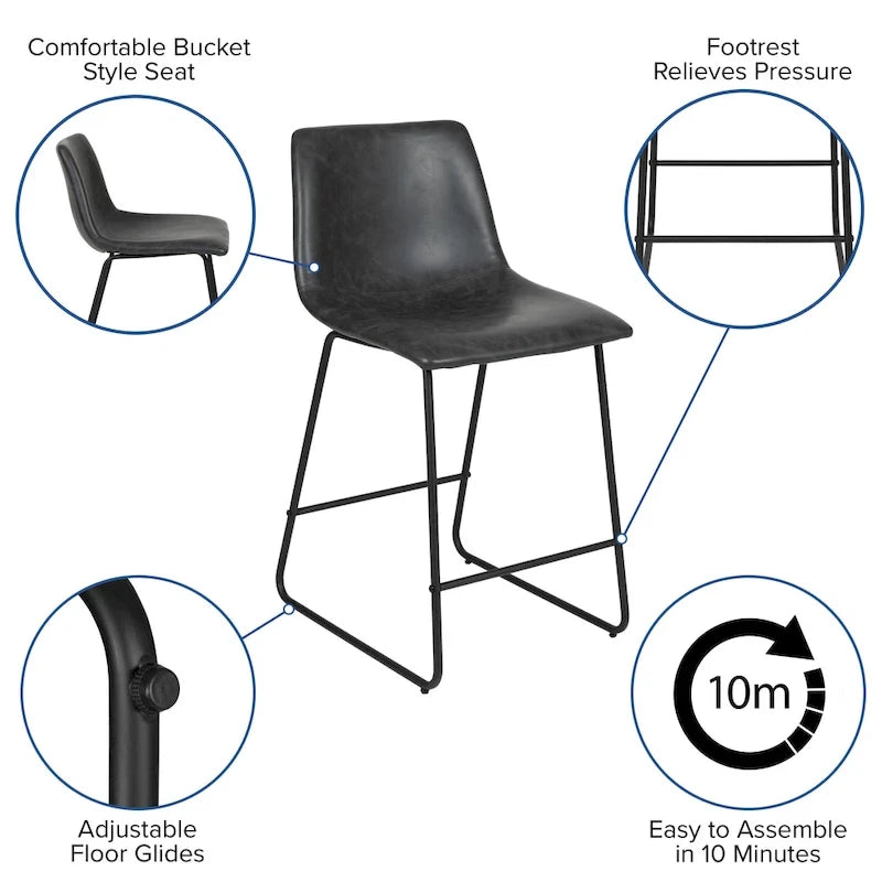 Upholstered Counter Height Modern Dining Stools (Set of 2)