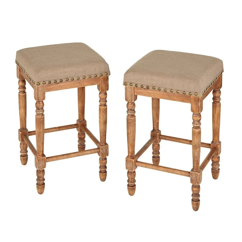 Grafton Turned Leg Counter Stools with Cushioned Seat, 2-Pack