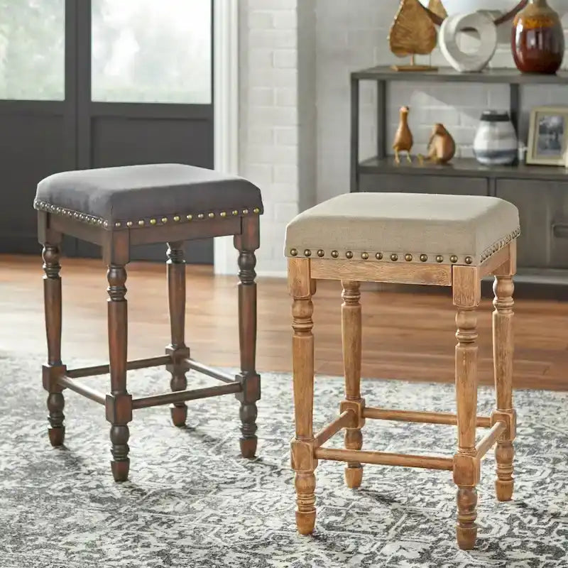 Grafton Turned Leg Counter Stools with Cushioned Seat, 2-Pack