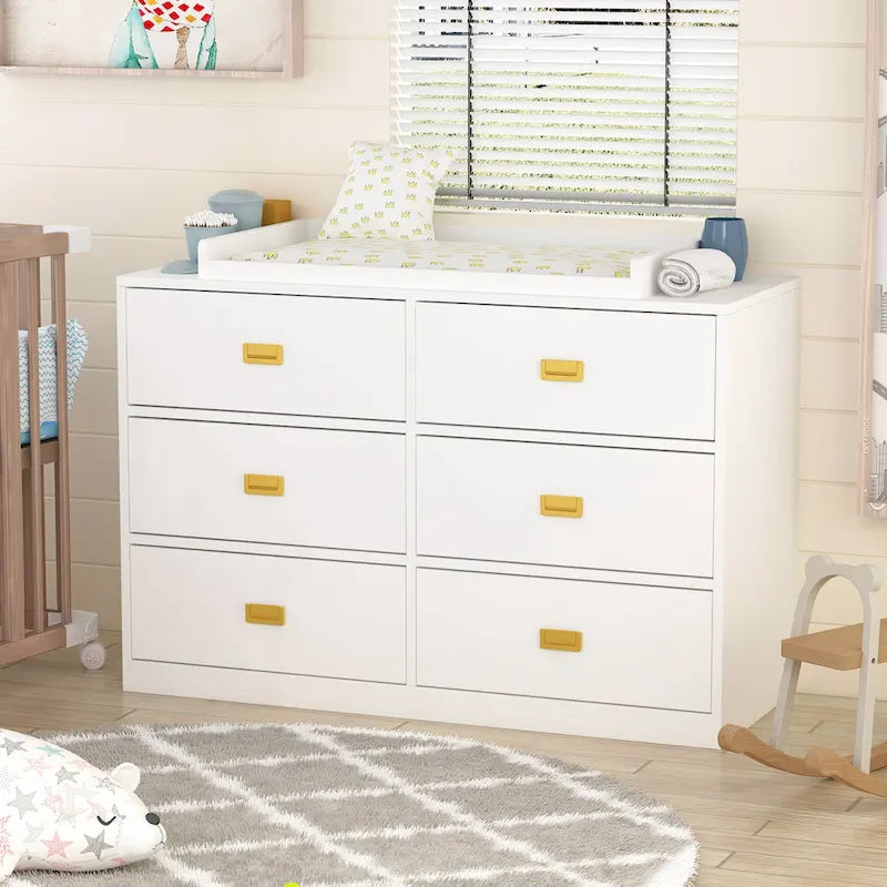 45-inch 6-Drawer Changing Table Dresser, Convertible to Youth Dresser
